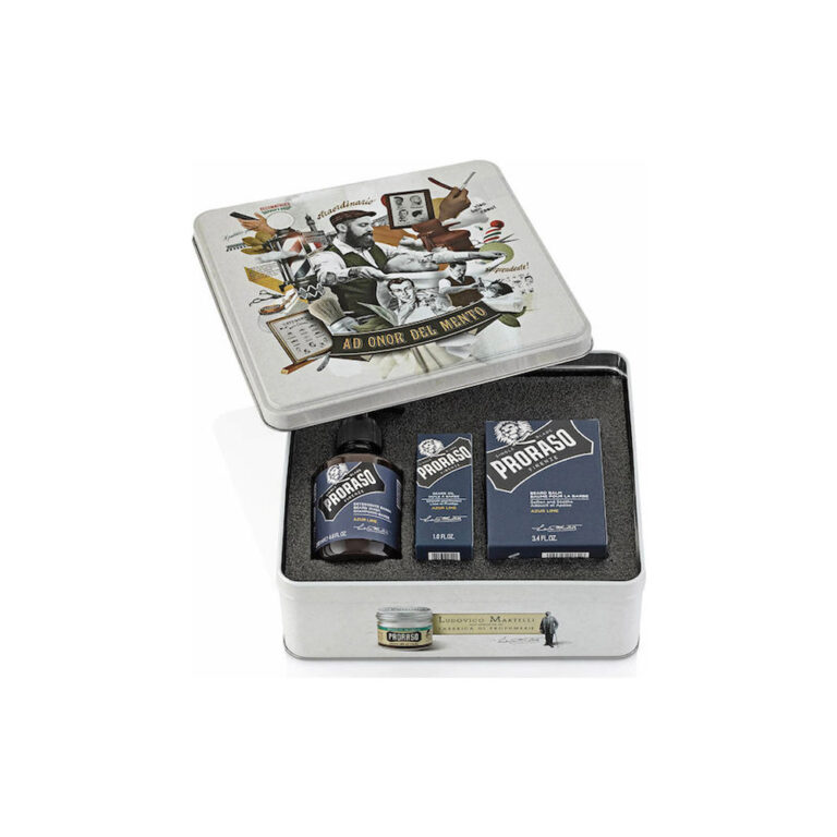 Proraso Azur Lime με Shampoo 200ml, Balm 100ml, Λάδι 30ml & Κουτί
