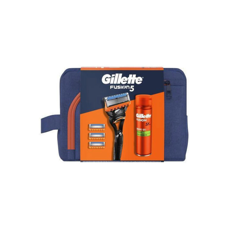 Gillette Fusion5 Travel Set για Ενυδάτωση Shave Gel Ξυρίσματος 200ml, Ξυριστική Μηχανή 1τεμ, Ανταλλακτικές Kεφαλές Ξυρίσματος 4τεμ & Νεσεσέρ 4τμχ